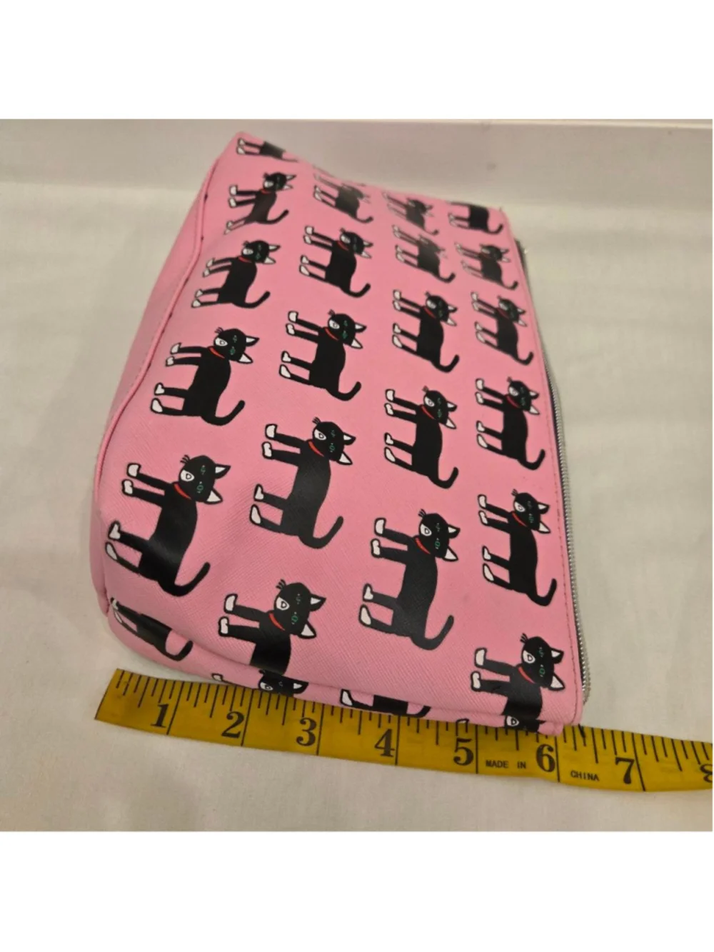 Marc Tetro Pink Black Cat Print Cosmetic Bag